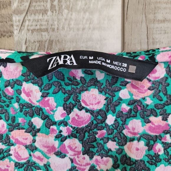 Zara Floral Crop Top Size Medium - Picture 6 of 11